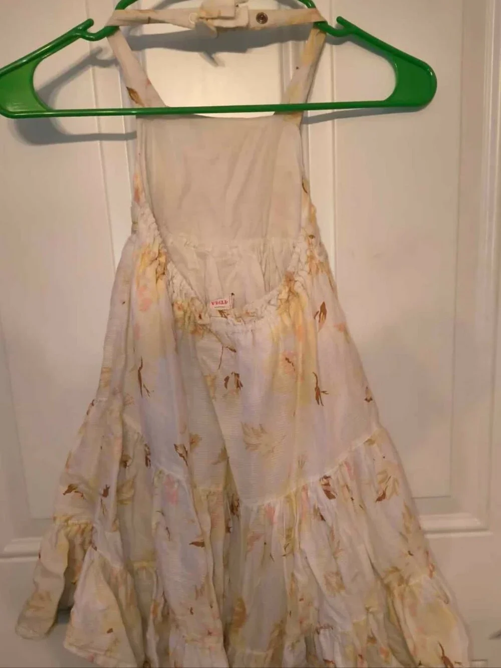 Old Navy White A-Line Tiered Skirt with Yellow Floral Print